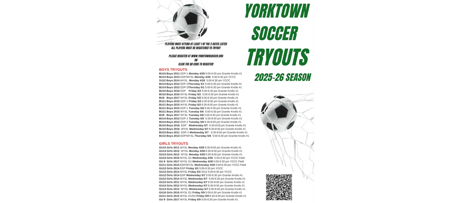 TRAVEL/PREMIER TRYOUTS ANNOUNCED